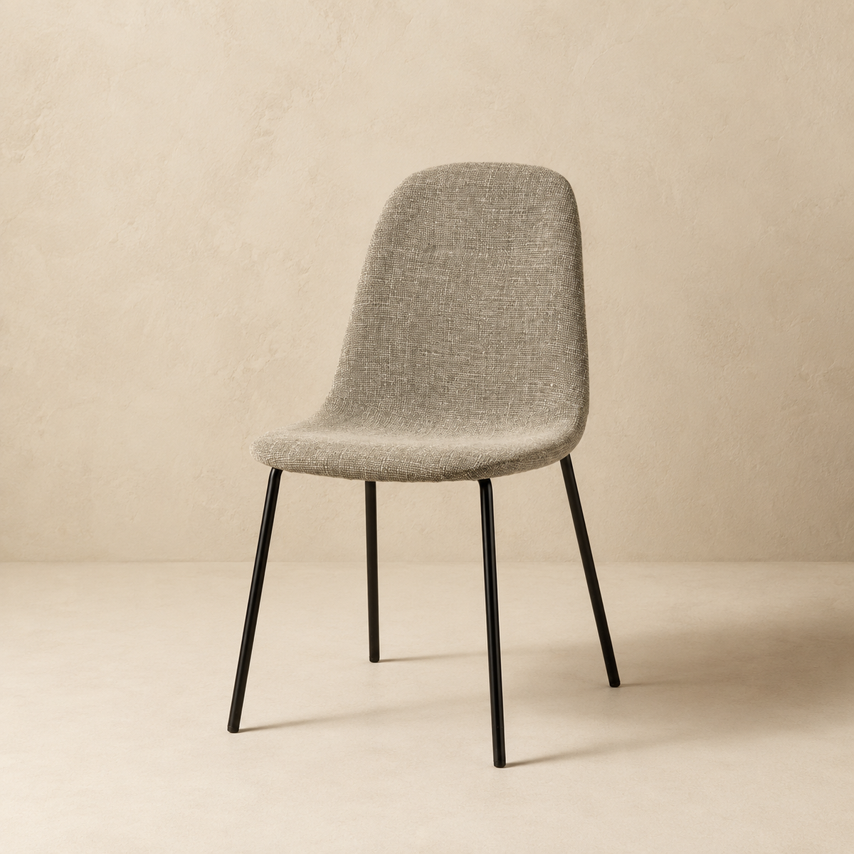 Silla de comedor tapizada, pata metálica