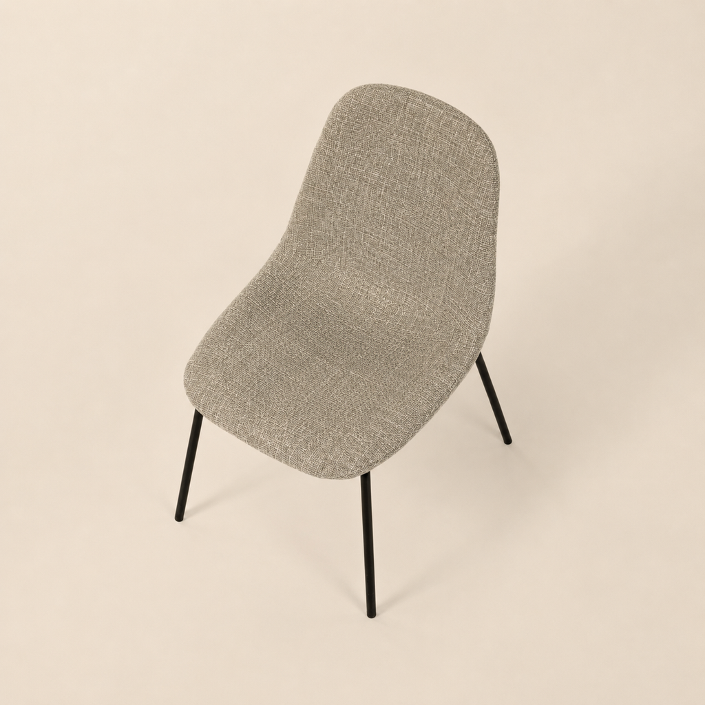 Silla de comedor tapizada, pata metálica