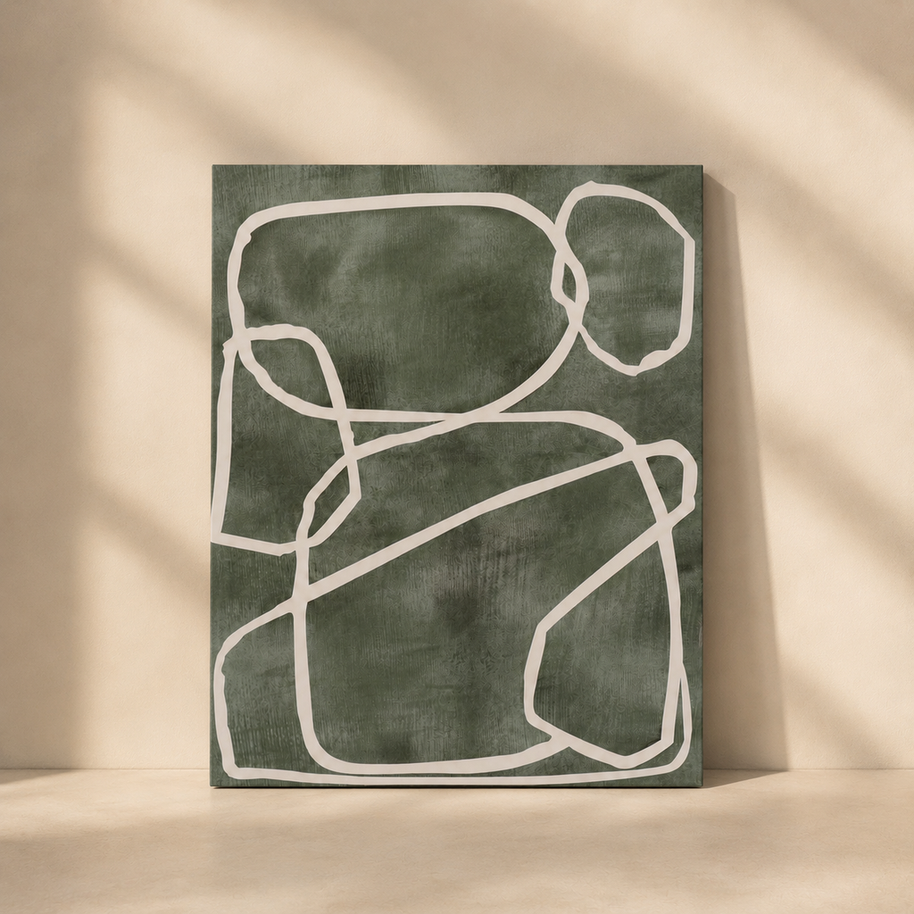 Abstract painting, multicolor frame, 60 × 80 cm