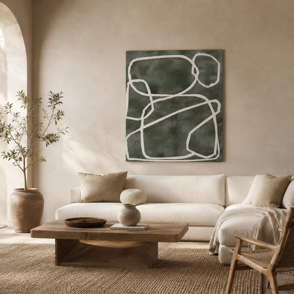 Abstract painting, multicolor frame, 60 × 80 cm