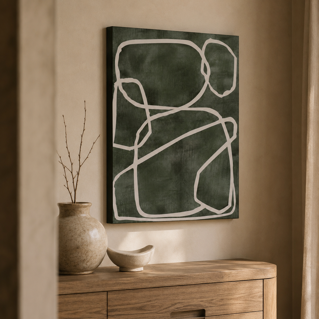 Abstract painting, multicolor frame, 60 × 80 cm