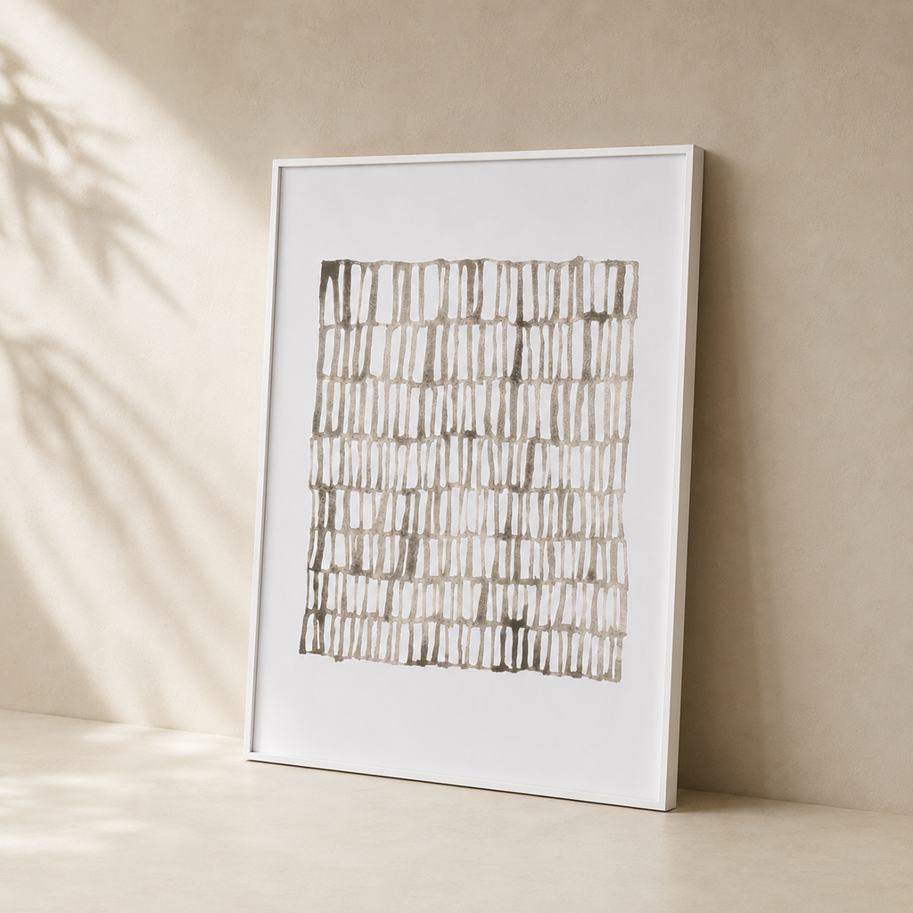 Cuadro geométrico, marco blanco, 60 × 80 cm