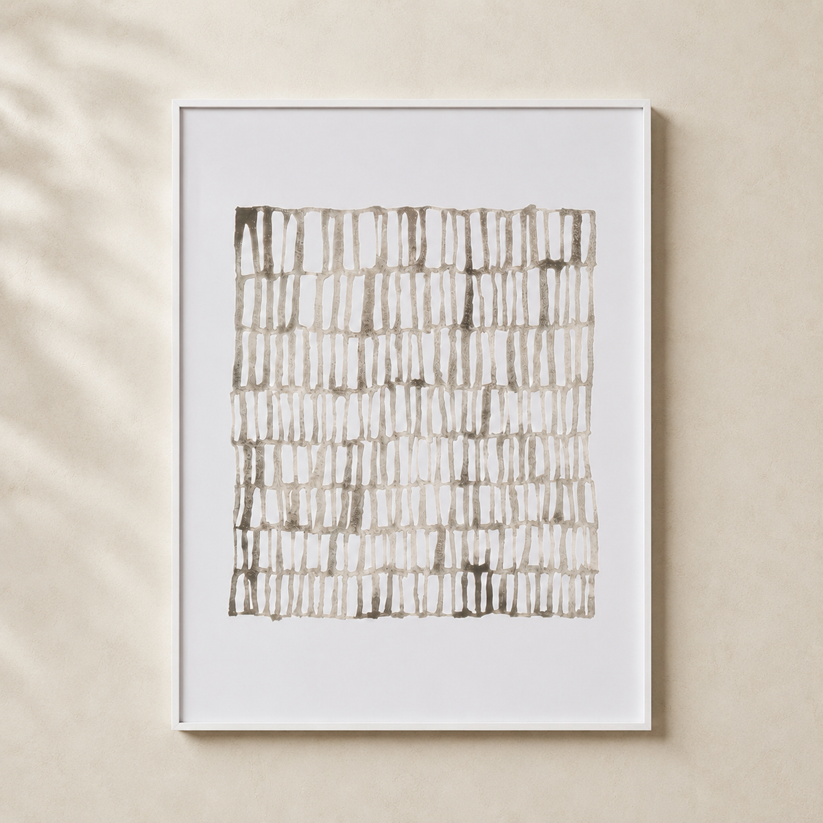 Cuadro geométrico, marco blanco, 60 × 80 cm