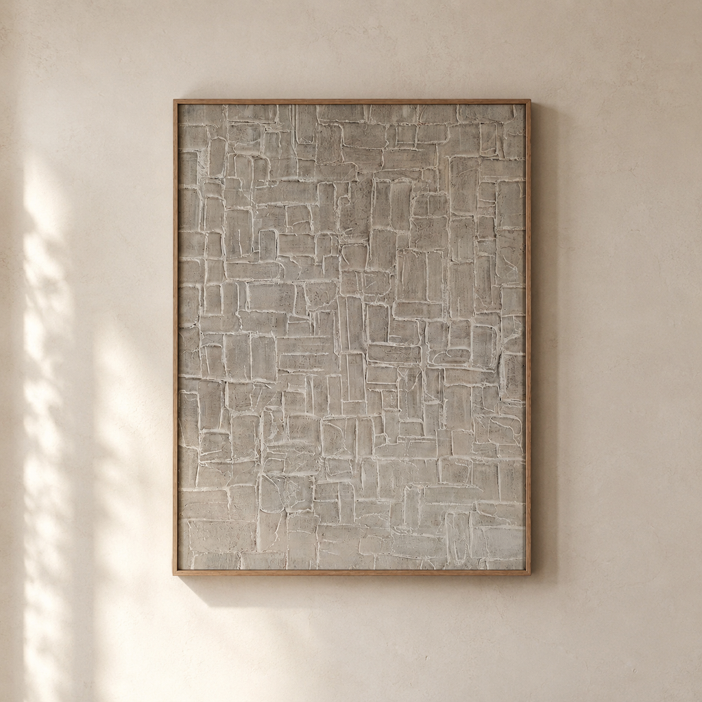 Cuadro geométrico, marco roble, 60 × 80 cm