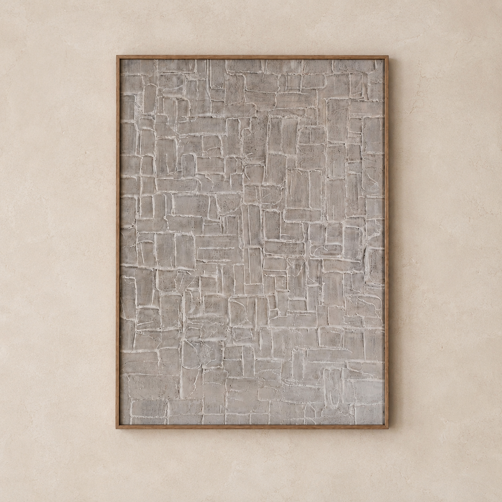 Cuadro geométrico, marco roble, 60 × 80 cm