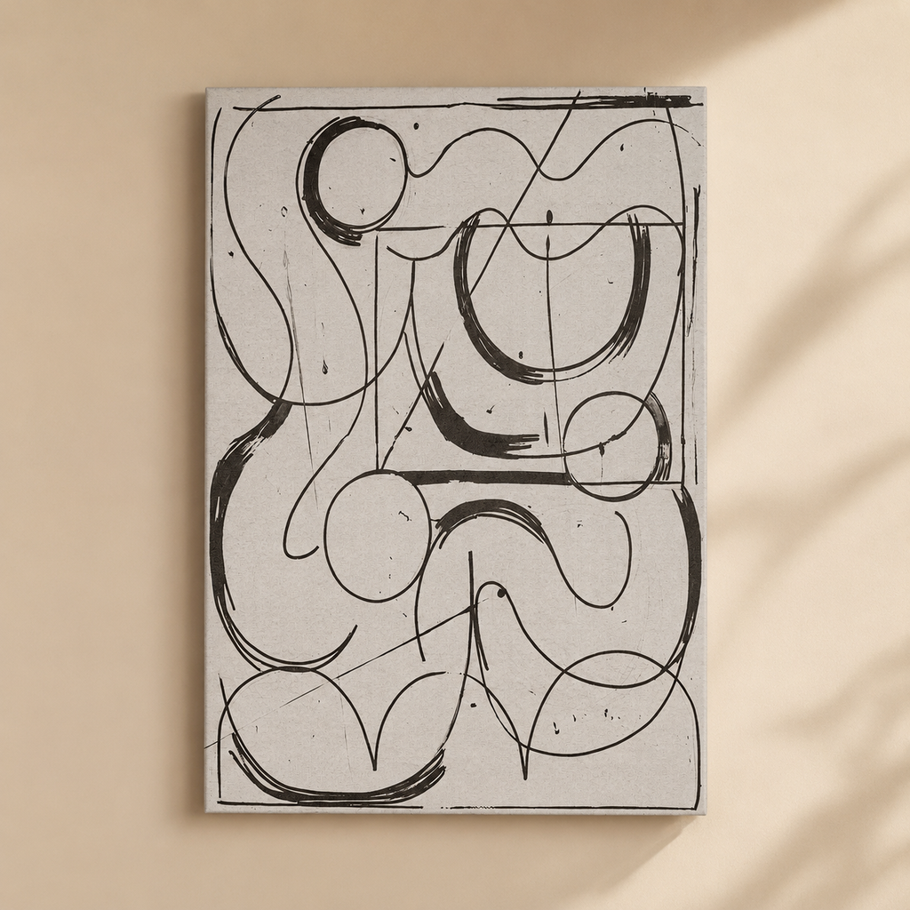 Cuadro geométrico, marco multicolor, 80 × 120 cm