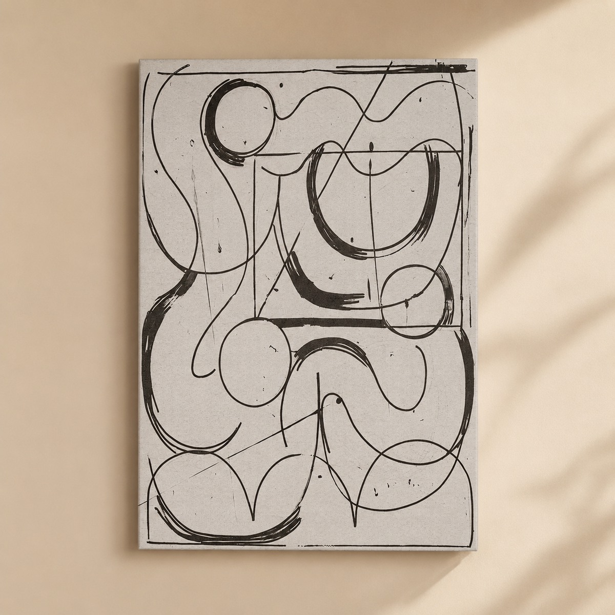 Cuadro geométrico, marco multicolor, 80 × 120 cm