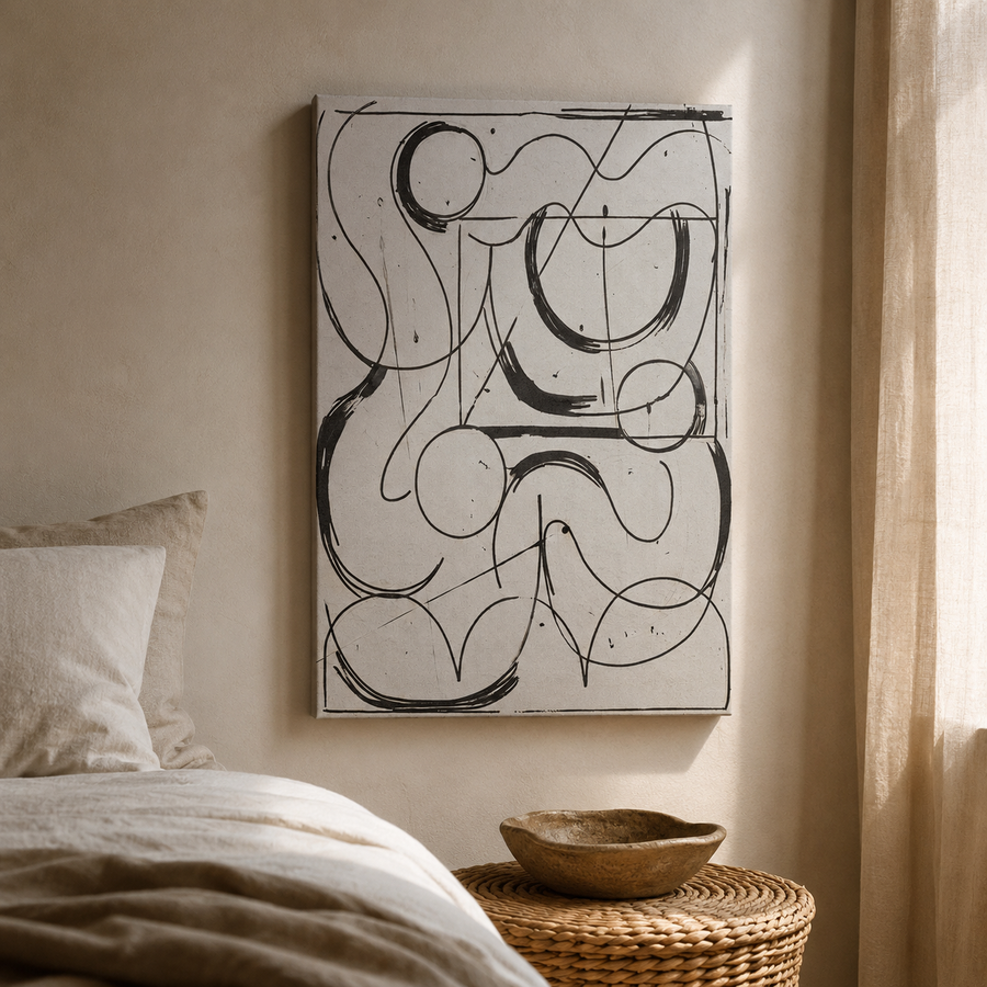 Cuadro geométrico, marco multicolor, 80 × 120 cm