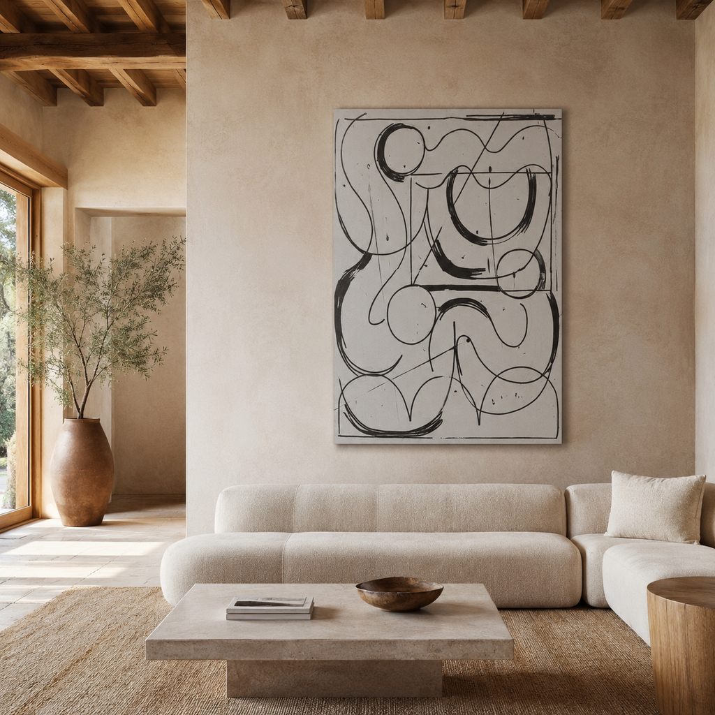 Cuadro geométrico, marco multicolor, 80 × 120 cm
