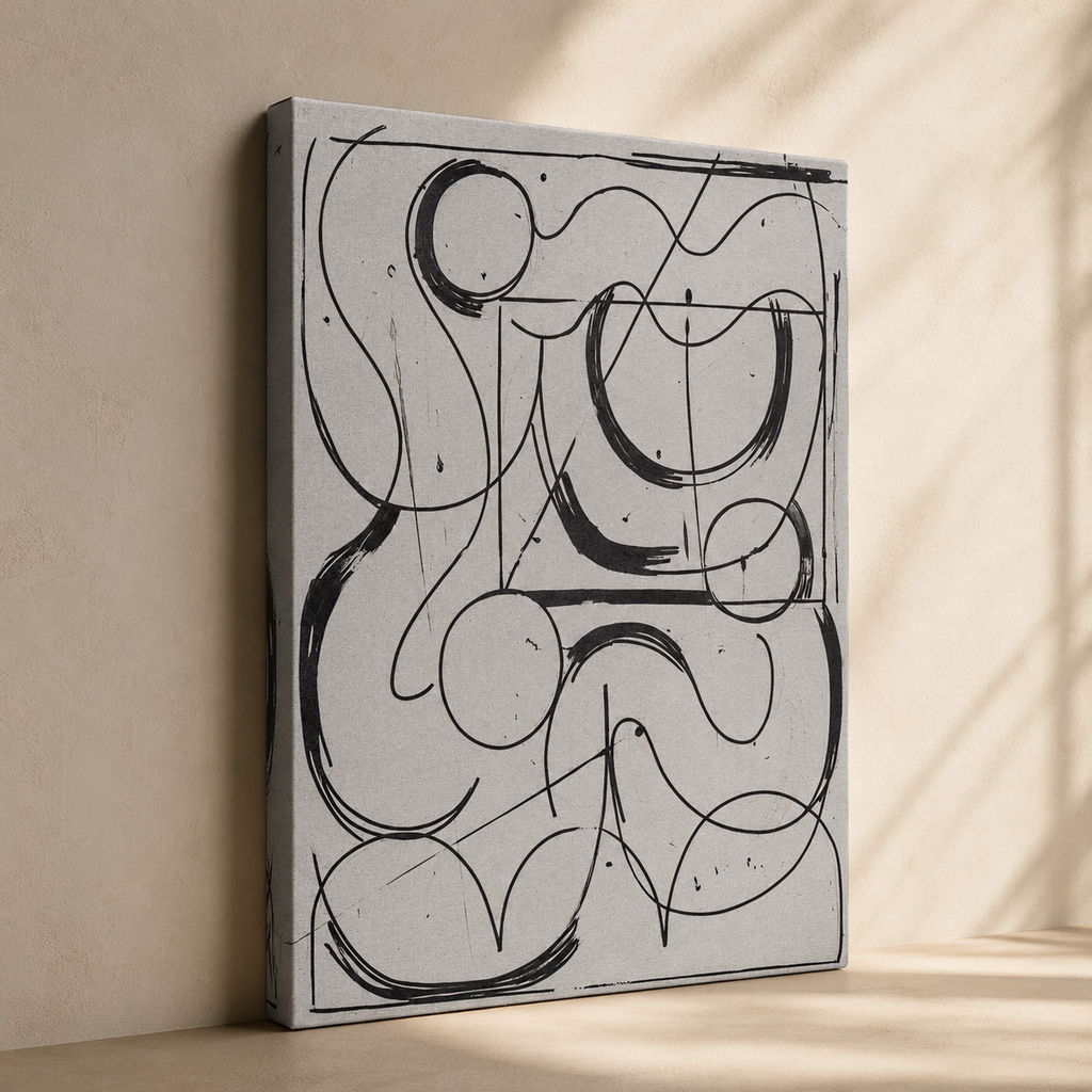 Cuadro geométrico, marco multicolor, 80 × 120 cm