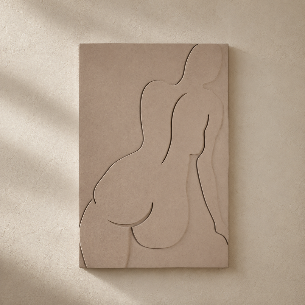 Cuadro minimalista, marco beige, 80 × 120 cm
