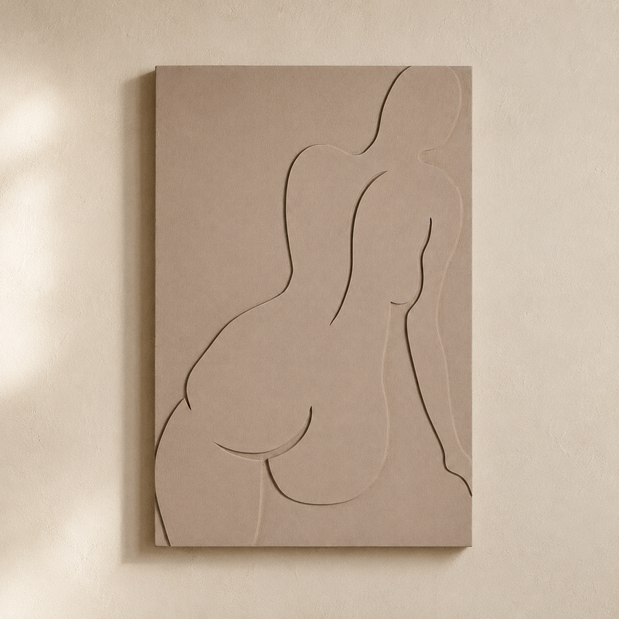 Cuadro minimalista, marco beige, 80 × 120 cm