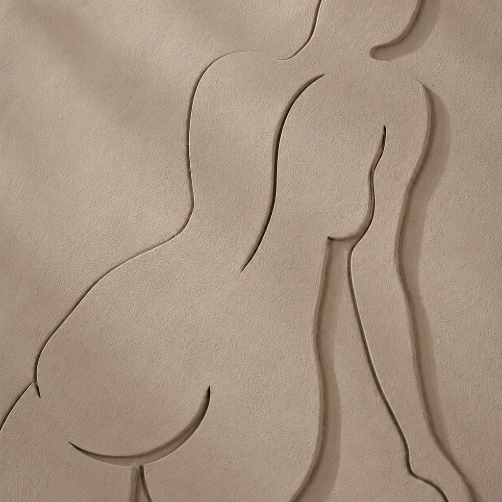 Cuadro minimalista, marco beige, 80 × 120 cm