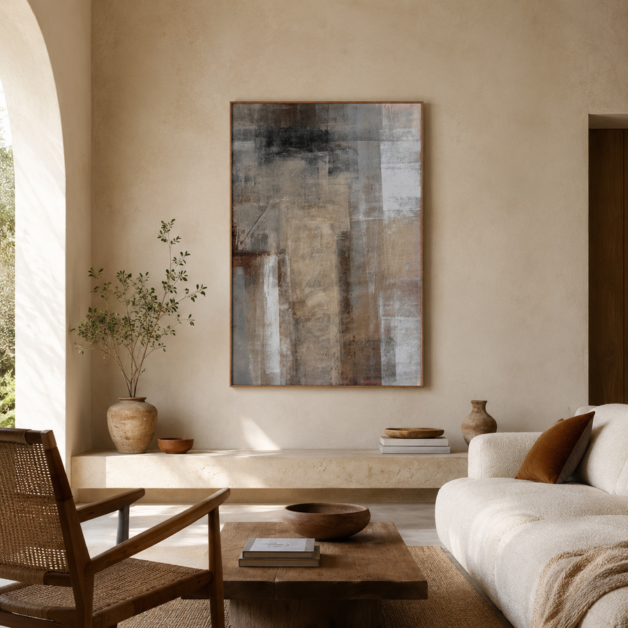 Abstract painting, oak frame, 80 × 120 cm