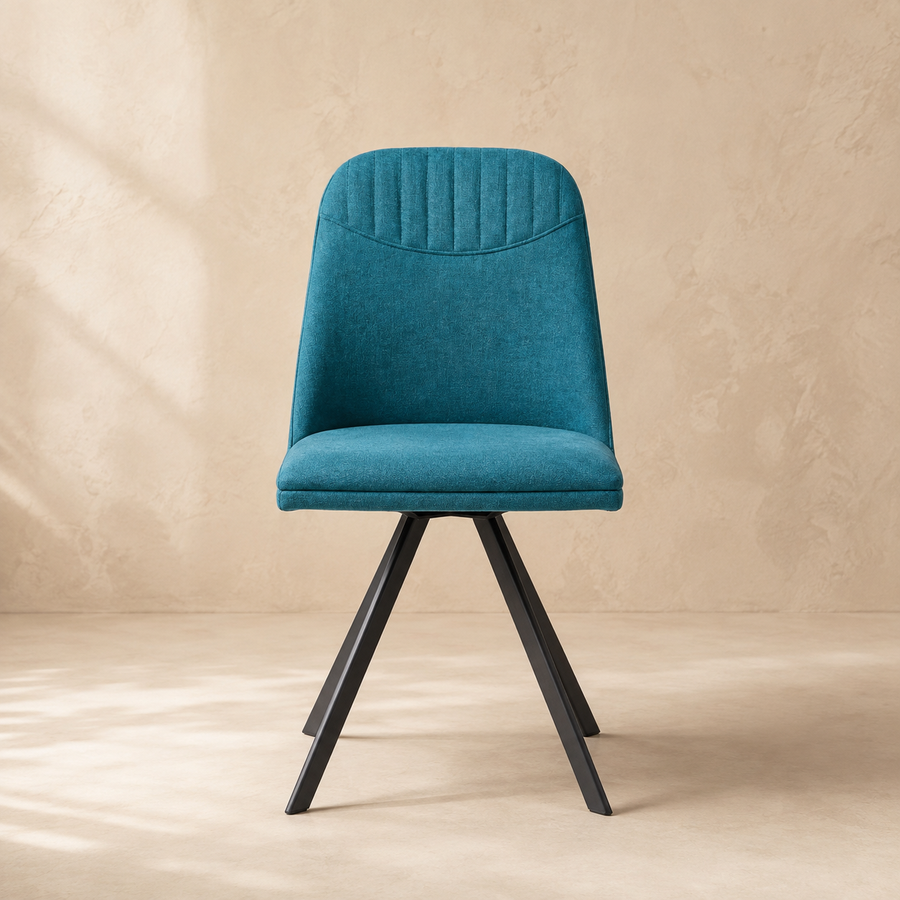 Silla de comedor tapizada, pata metálica