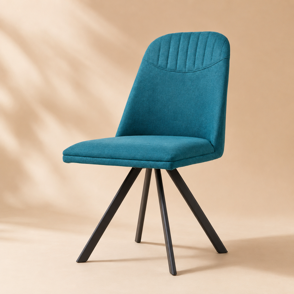 Silla de comedor tapizada, pata metálica