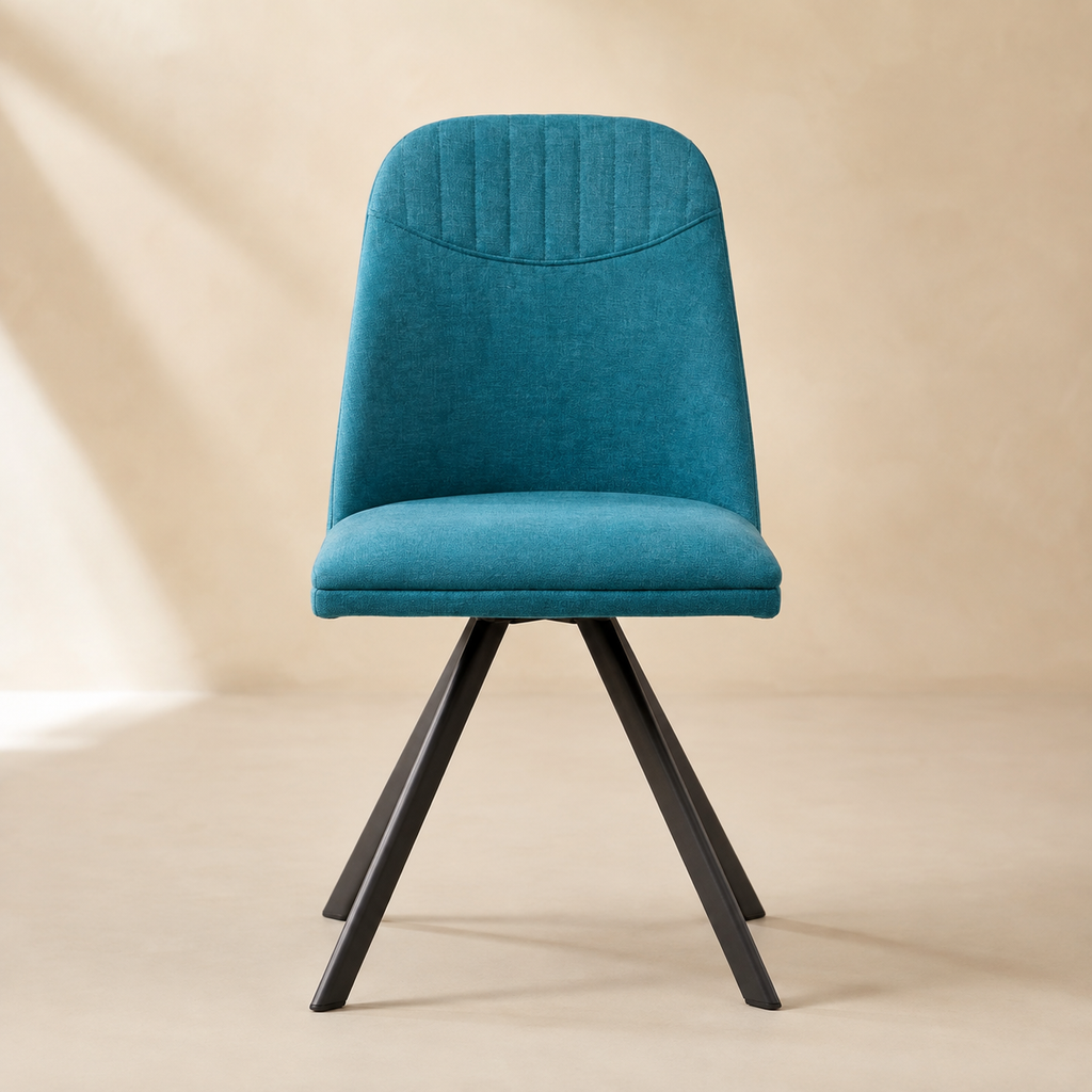 Silla de comedor tapizada, pata metálica