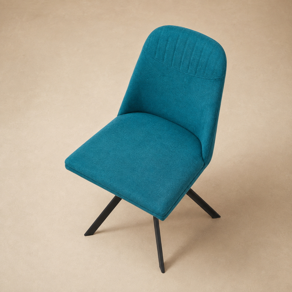 Silla de comedor tapizada, pata metálica