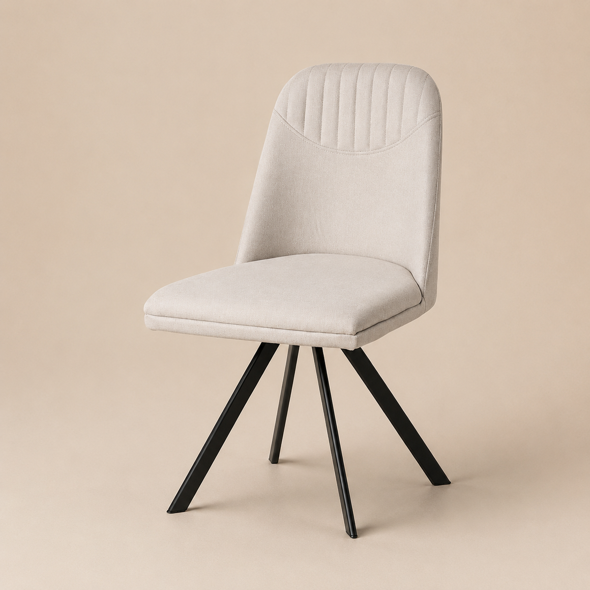 Silla de comedor tapizada, pata metálica
