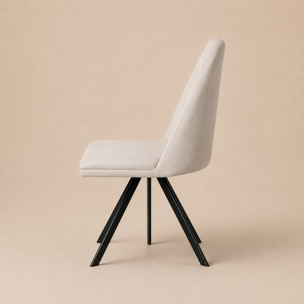 Silla de comedor tapizada, pata metálica
