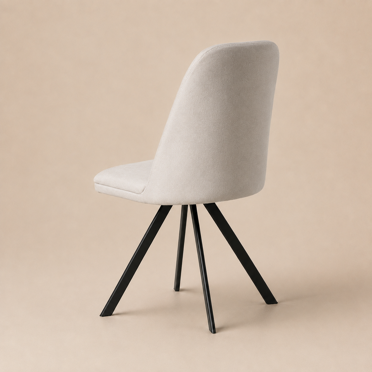 Silla de comedor tapizada, pata metálica