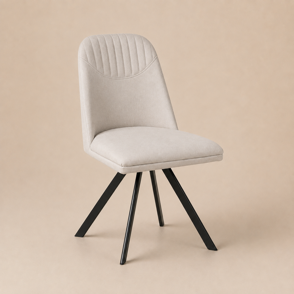 Silla de comedor tapizada, pata metálica