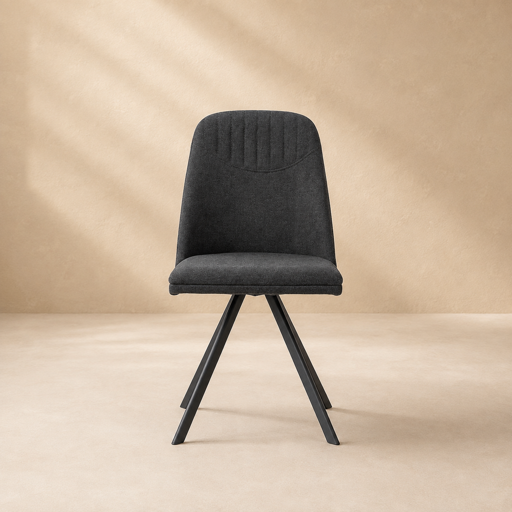 Silla de comedor tapizada, pata metálica