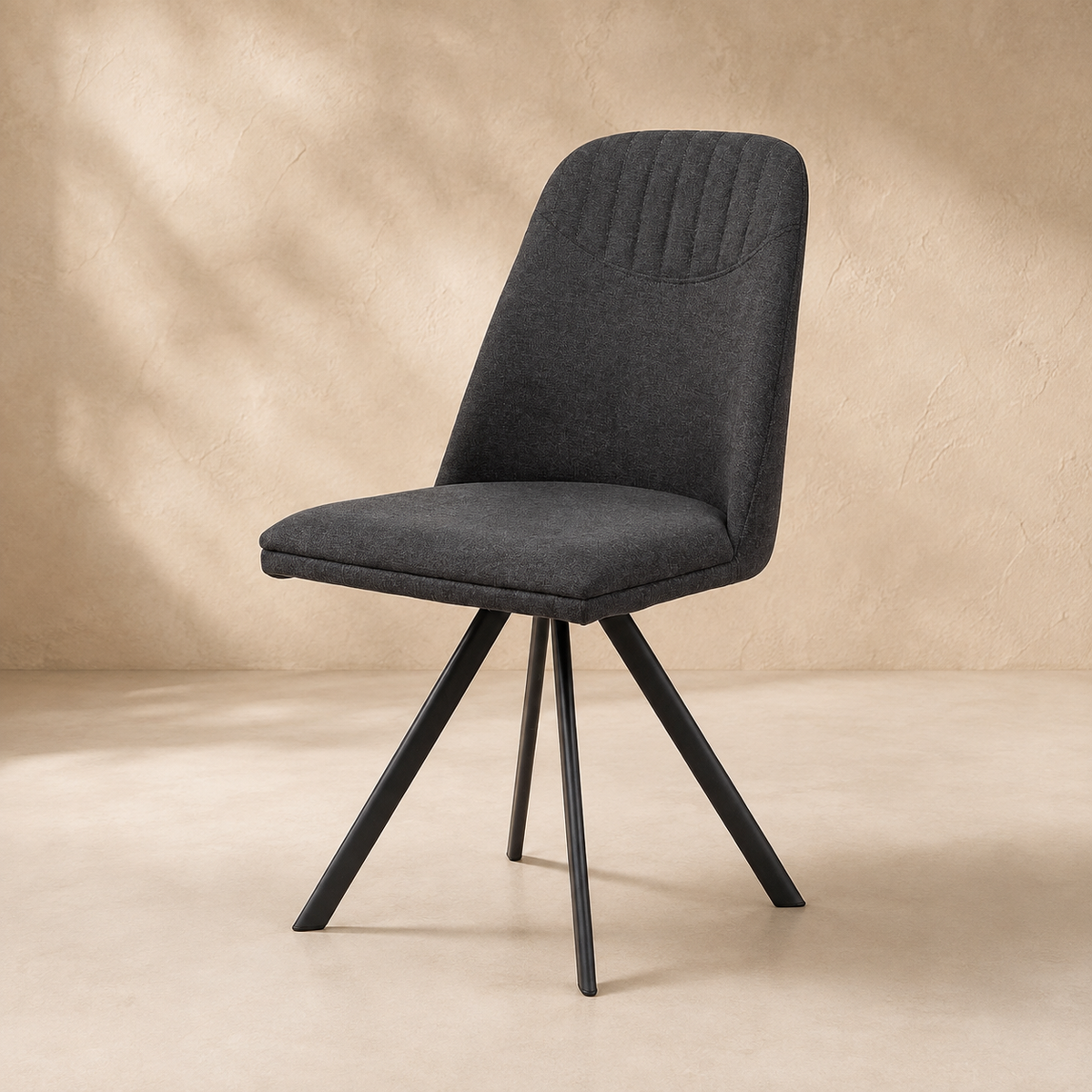 Silla de comedor tapizada, pata metálica
