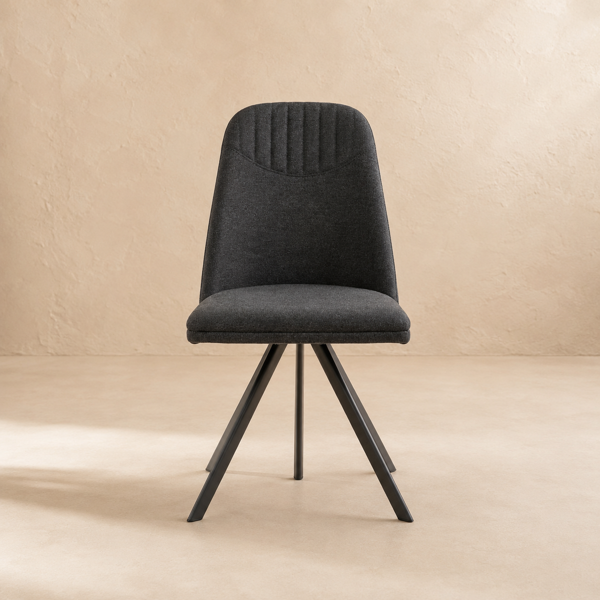 Silla de comedor tapizada, pata metálica