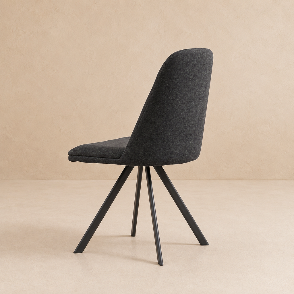 Silla de comedor tapizada, pata metálica
