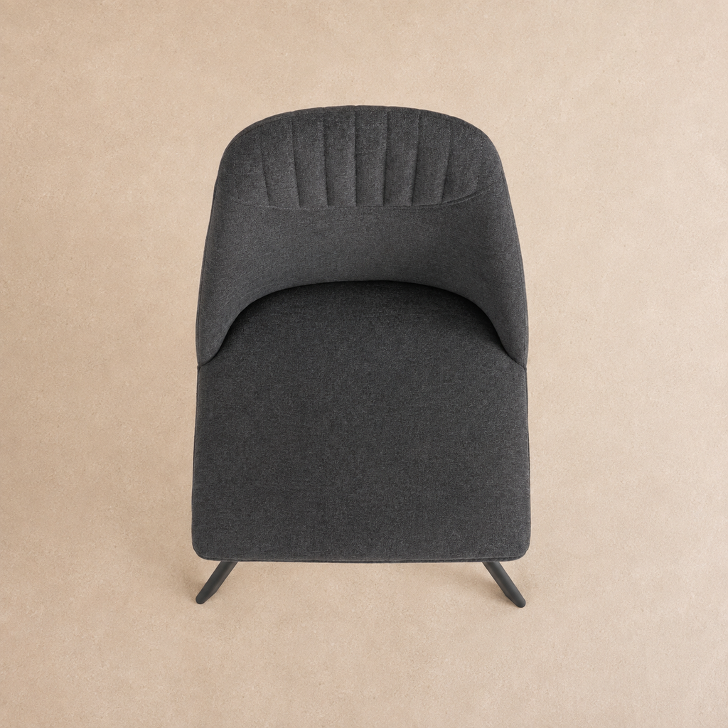Silla de comedor tapizada, pata metálica