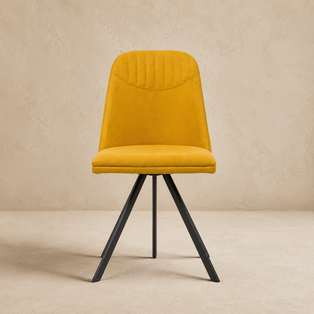 Silla de comedor tapizada, pata metálica