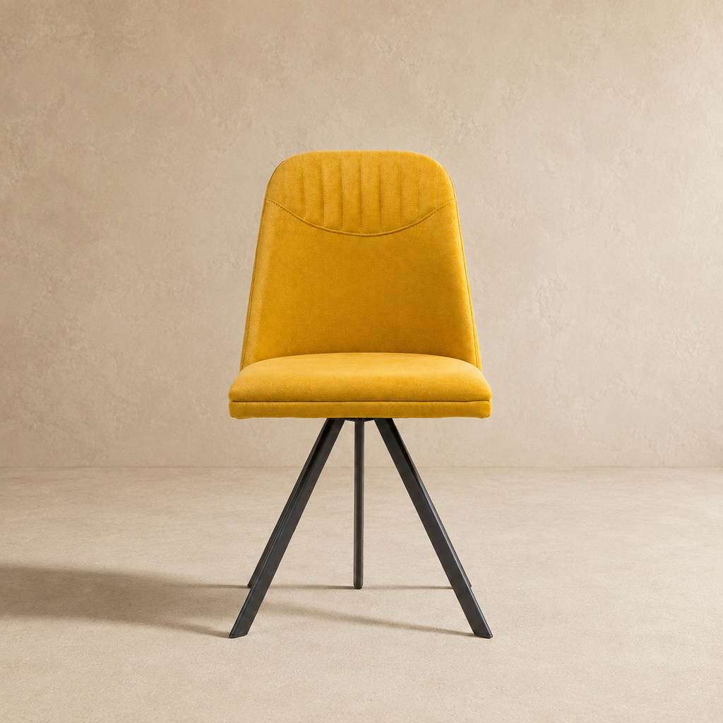 Silla de comedor tapizada, pata metálica
