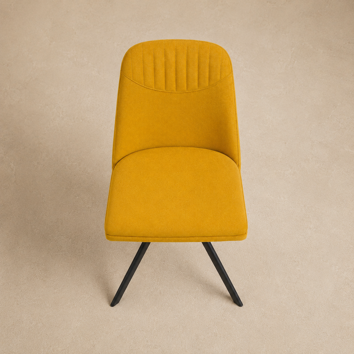 Silla de comedor tapizada, pata metálica