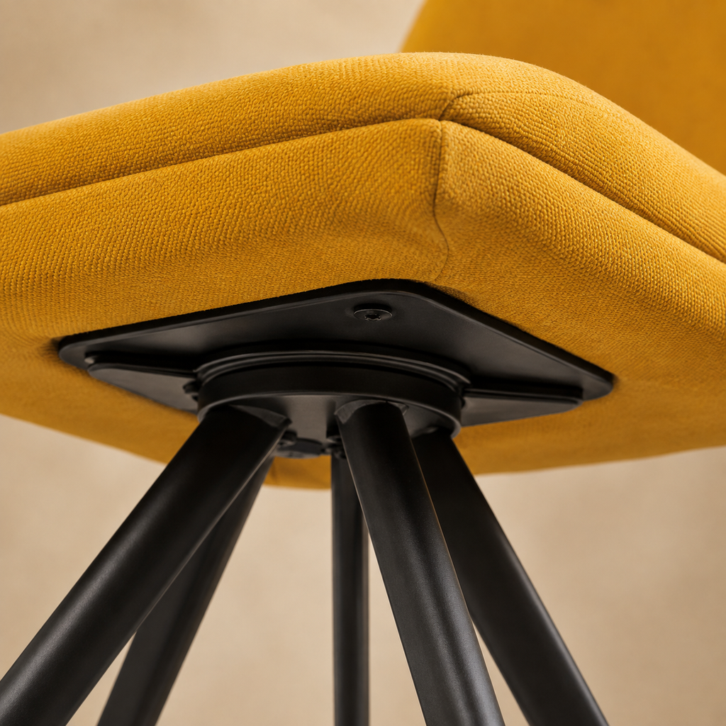 Silla de comedor tapizada, pata metálica