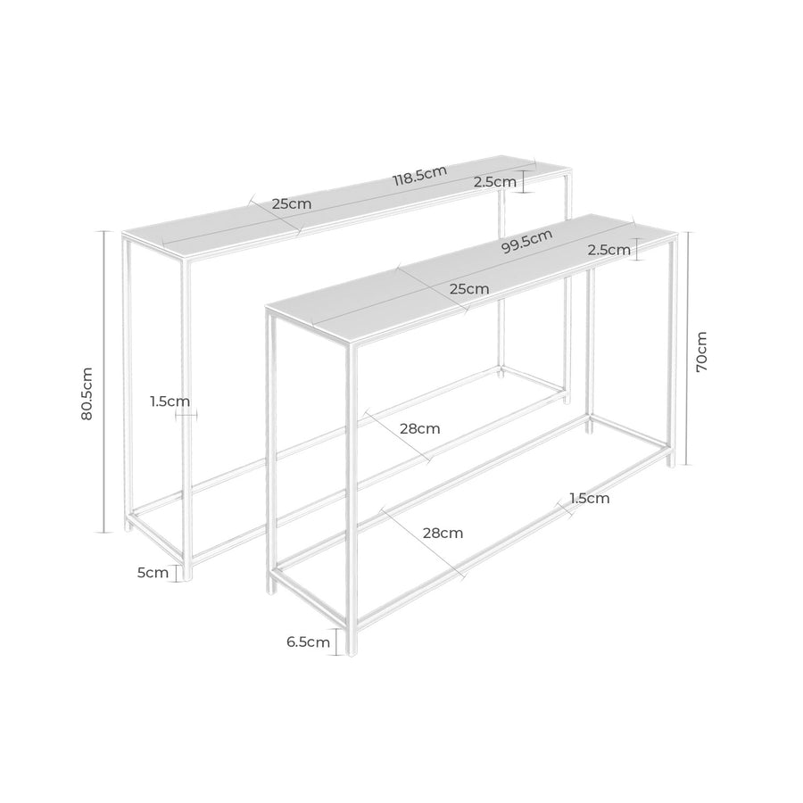 Set de consolas Lora, aluminio, 117 × 80 cm