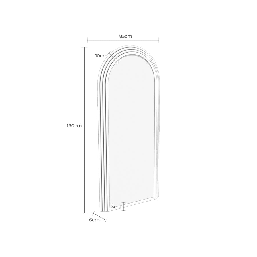 Espejo Aimar rectangular, metal, 85 × 190 cm