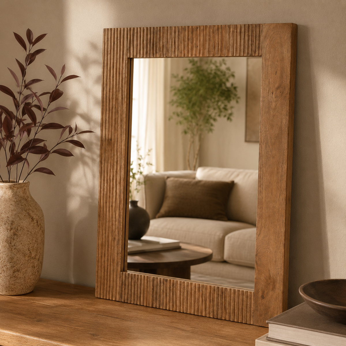 Rectangular wooden mirror 70×110 cm