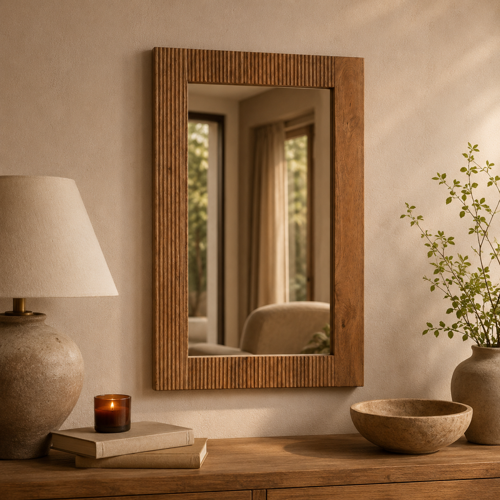 Rectangular wooden mirror 70×110 cm