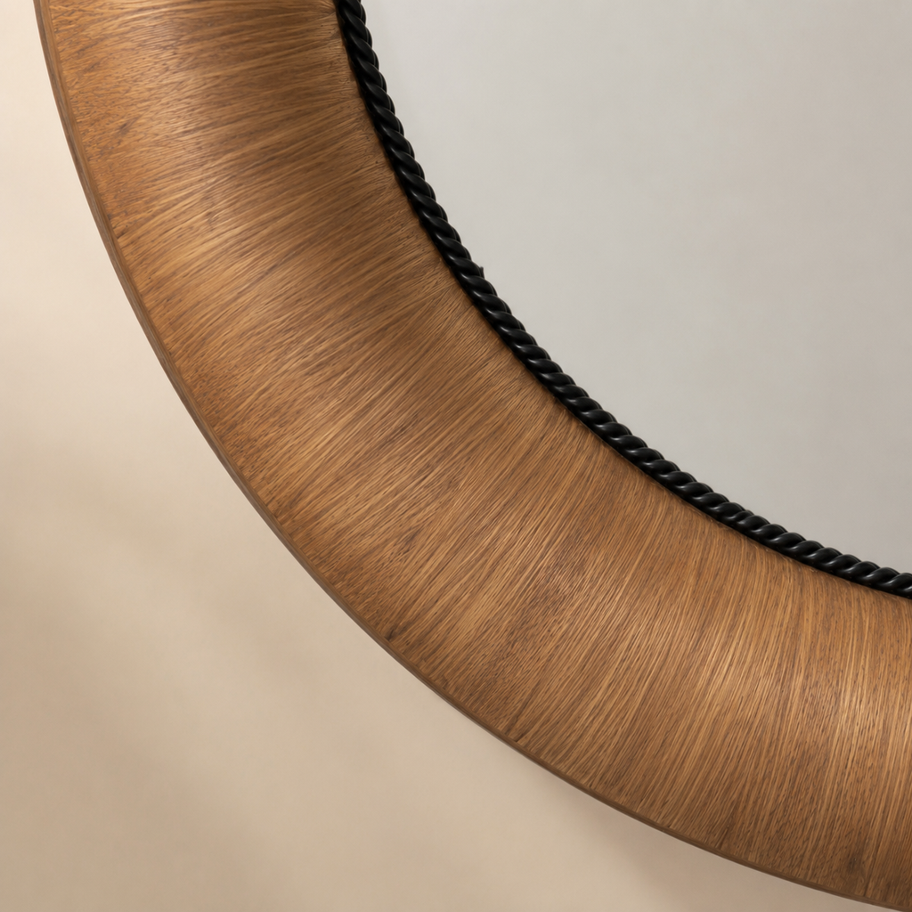 Espejo cuadrado de madera 100×110 cm
