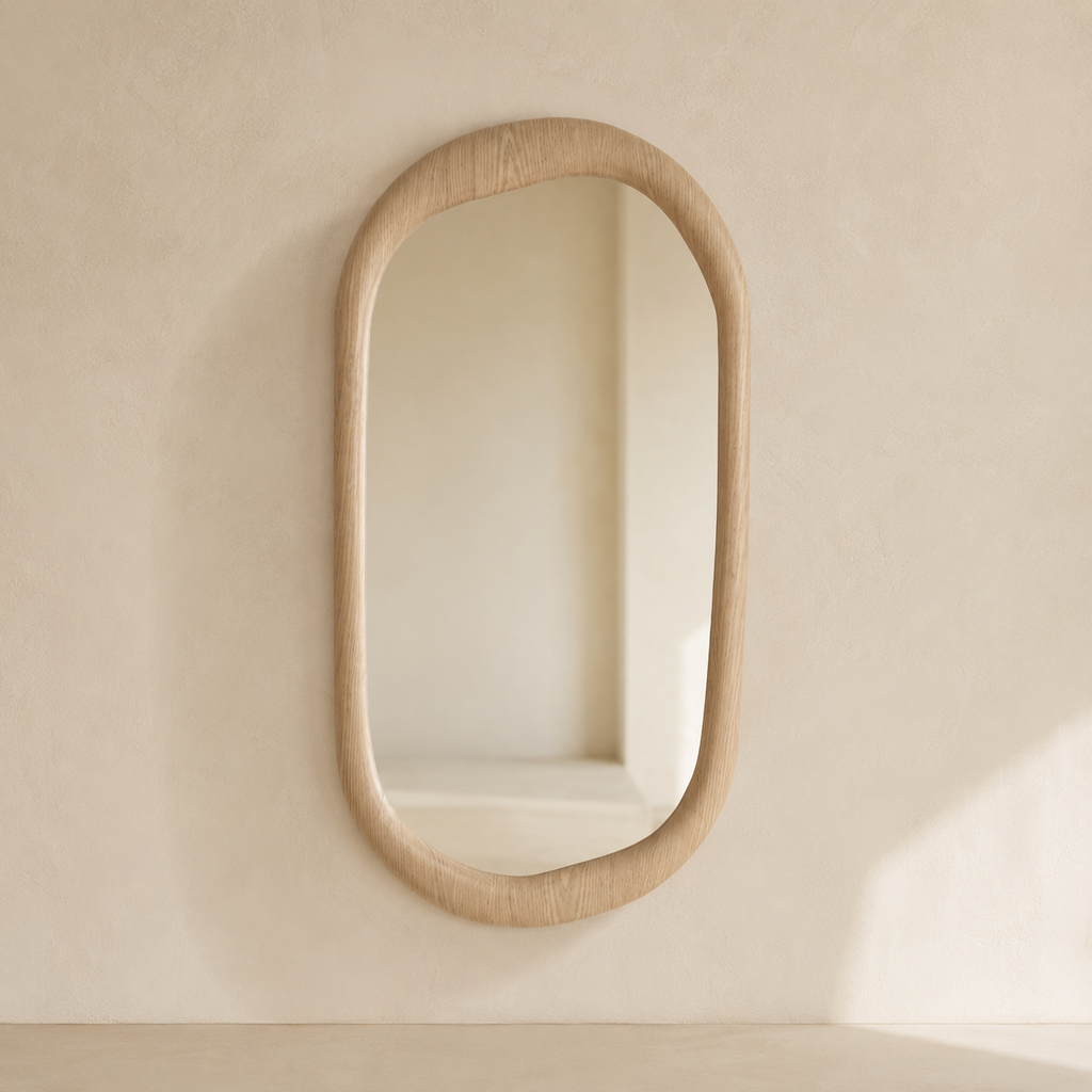 Espejo ovalado de madera 60×120 cm