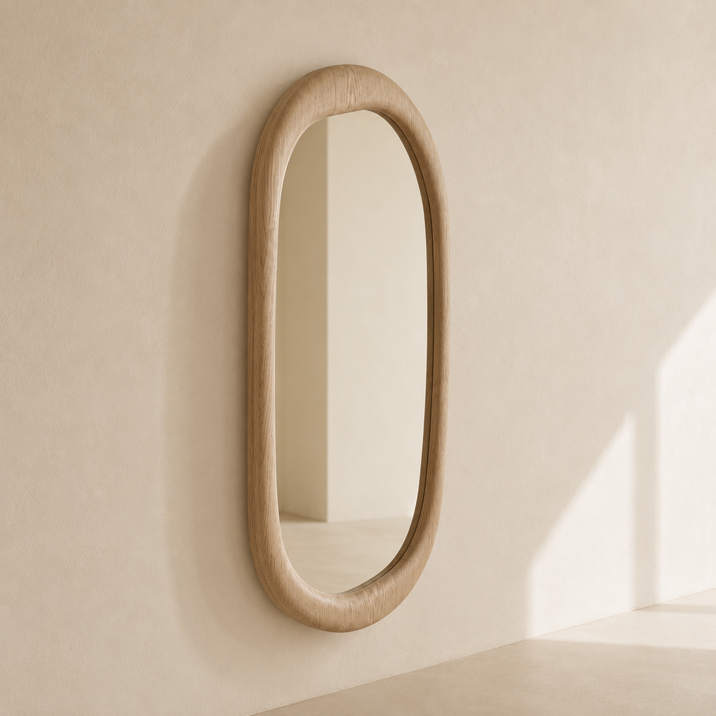 Espejo ovalado de madera 60×120 cm