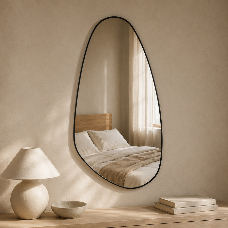 Oval metal mirror 56×128 cm