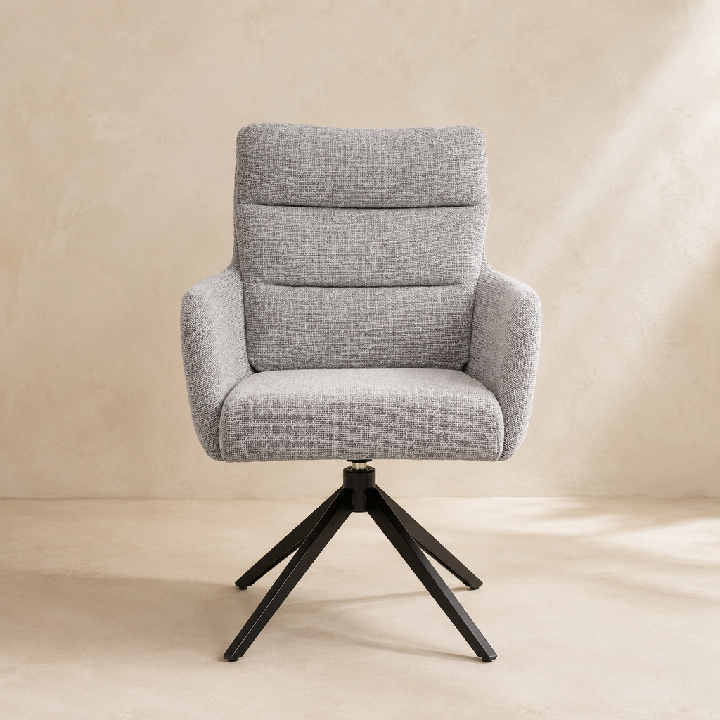Silla de comedor tapizada, pata metálica