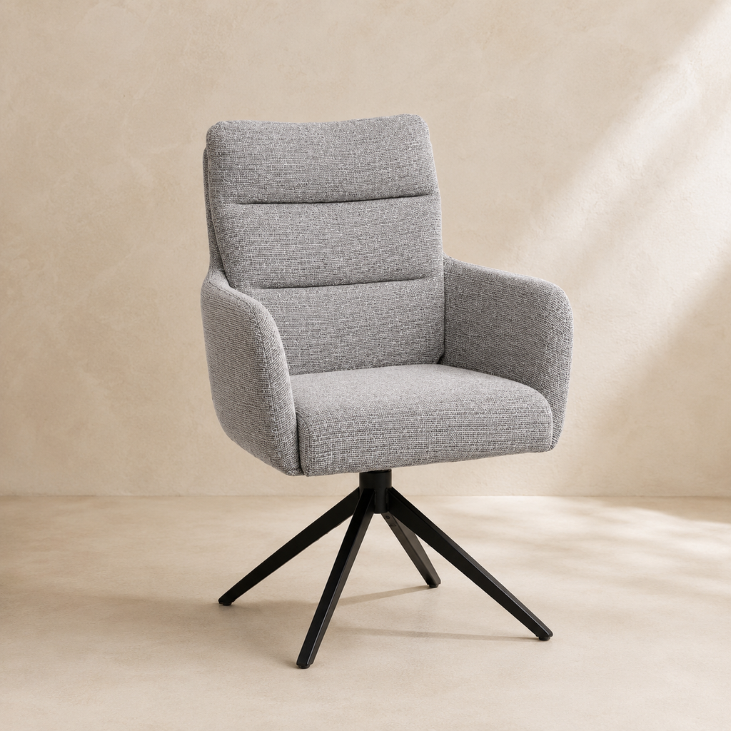 Silla de comedor tapizada, pata metálica