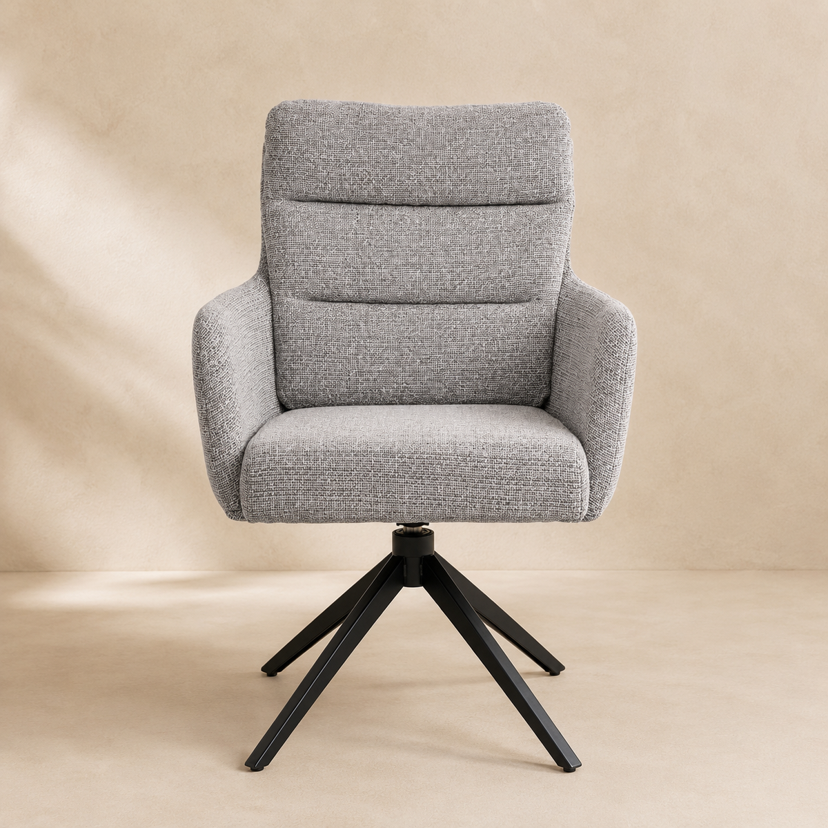 Silla de comedor tapizada, pata metálica