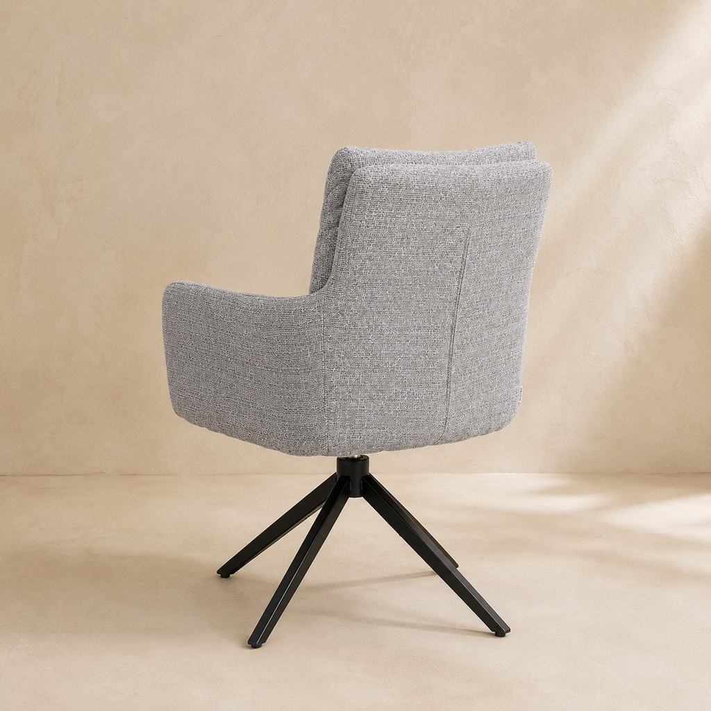 Silla de comedor tapizada, pata metálica