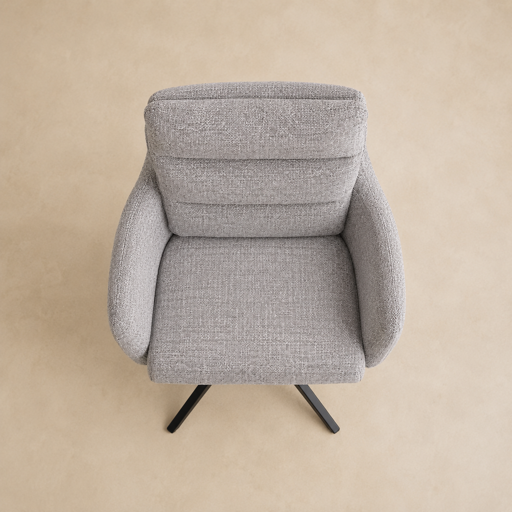 Silla de comedor tapizada, pata metálica
