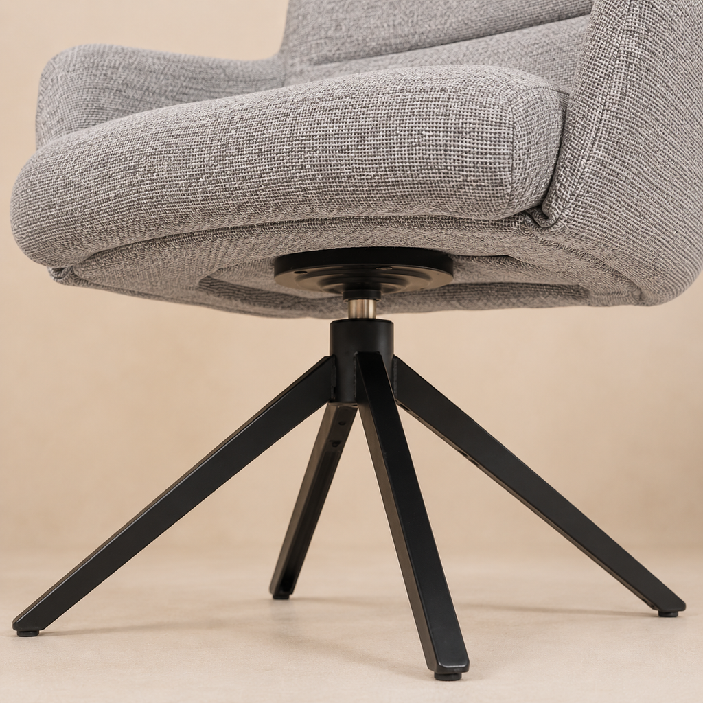 Silla de comedor tapizada, pata metálica