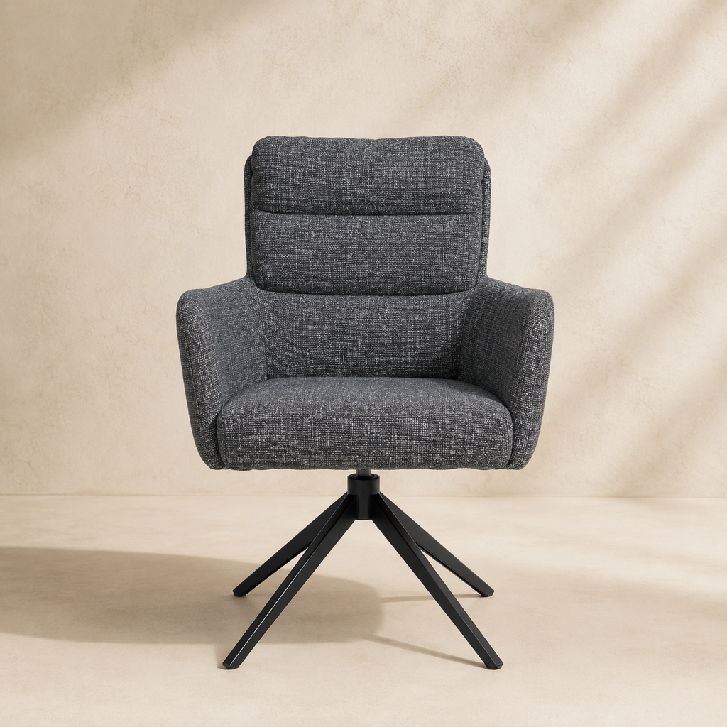 Silla de comedor tapizada, pata metálica